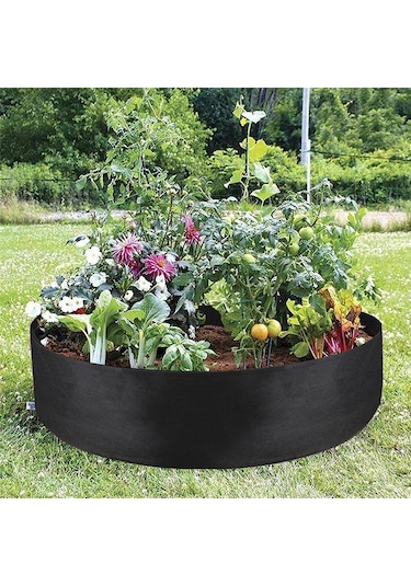 80x30cm 150l Keçe Dikim Varil Kapalı Dış Yuvarlak Bitki Çantası Dokumasız Fide Çantası Siyah