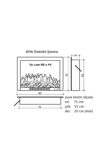 Alaz Efekt Alaz80s 1800w Ses Efektli Elektrikli Şömine Hazne
