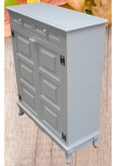 Bengi Ayakkabılık Kareli Çok Amaç Model Parlak Beyaz 2 Kapaklı