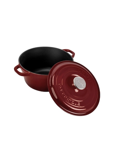 Lava Döküm Yuvarlak Tencere Döküm Demir Kapak New Heritage Serisi Çap Ø 26cm.-bordo Bordo