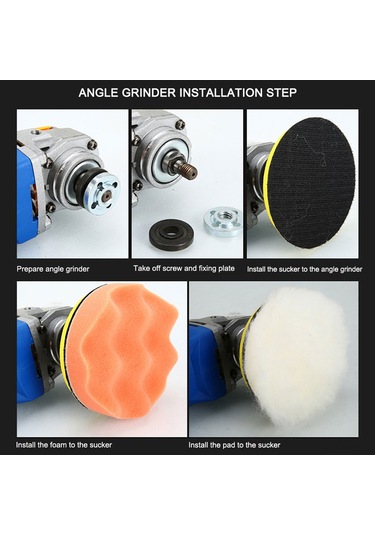 Samdoo 7 Parça Araç Cilalama Seti - 5" Köpük Pedler, Matkap Uyumlu, Parlatma Ve Mumlama İçin