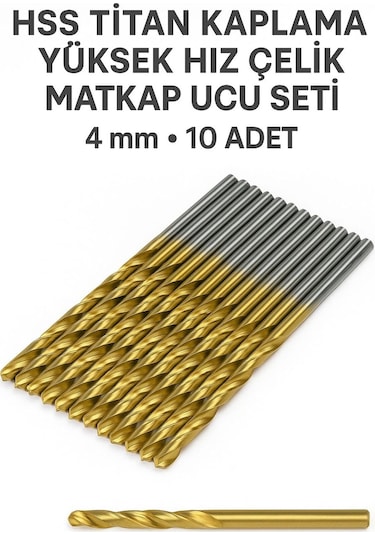 Merttools Hss Titanyum Kaplama 4 Mm Matkap Ucu Seti 10 Adet