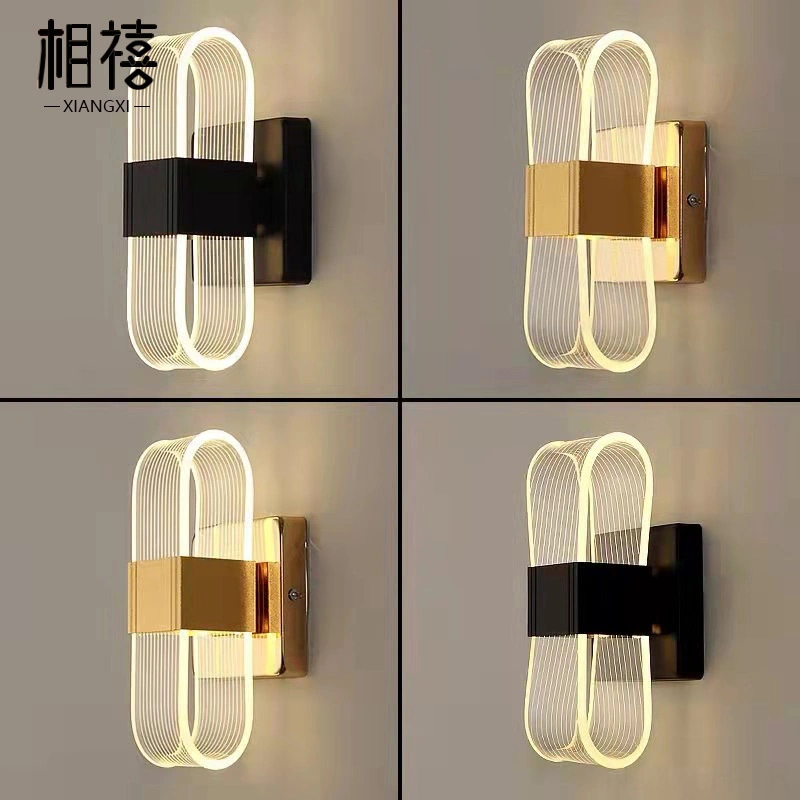 Folinda 18w Led Duvar Lambası - Akreplü Akrilik, 3 Renk Işık Beyaz/sıcak/neutral , B Modeli Tek Kafa Altın, Otel/ev Odası/ Koridor Dekoru Altın