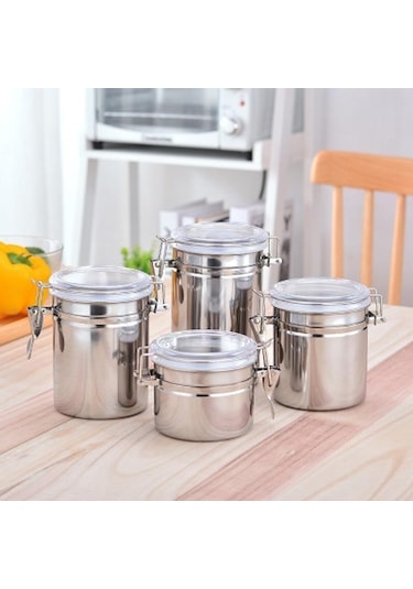 1 Adet Depolama Şişeleri Paslanmaz Çelik Mühürlü Teneke Kutu Kahve Unu Şeker Konteyner Tutucu Ev St 10x16 Cm