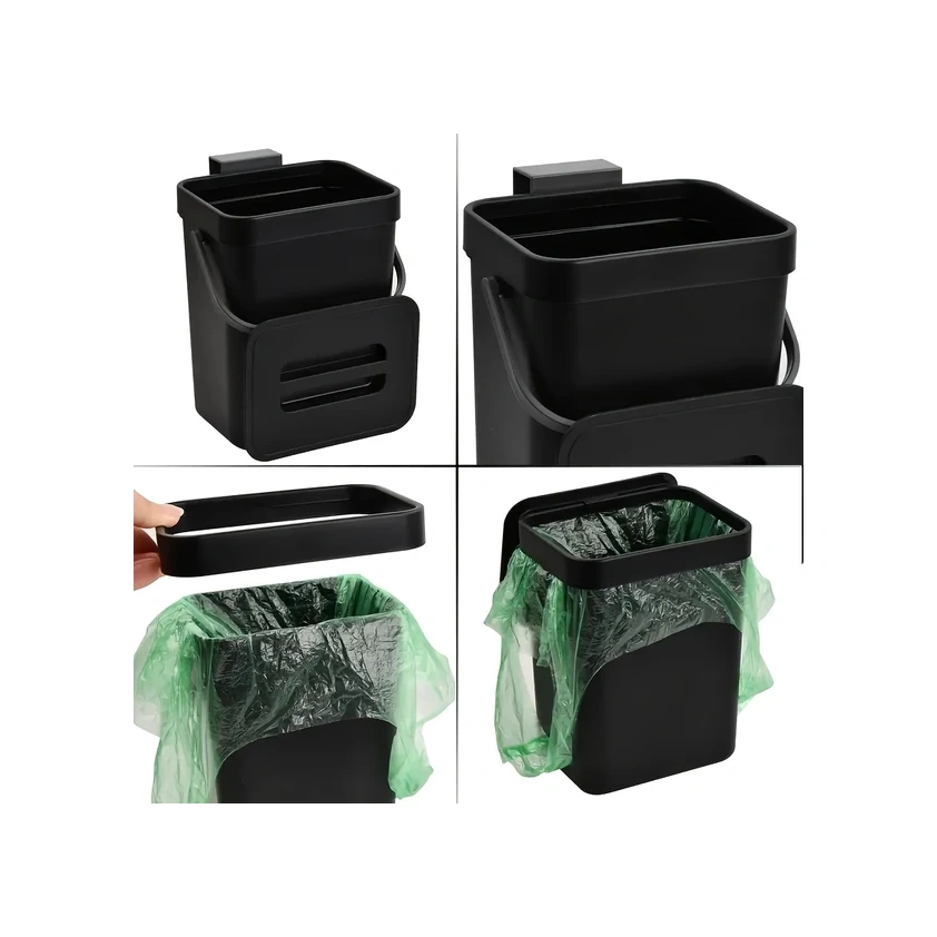 Cordial Green Ldq Duvar Tipi Çöp Kutusu: Büyük Kapasiteli, Kokuya Dayanıklı, Elleri Serbest Kullanım, Modern Siyah, Mutfak İçin Uygun, Kolay Temizlenir. Yeşil