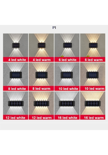 Cbtx Bahçe Aydınlatma 16led Lityum Güneş Duvar Lambası Dış Mekan Su Geçirmez Yukarı Ve Aşağı Çift Başlı Spot Beyaz Işık
