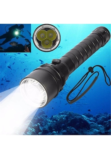 Maoyaya Elfeland 15000lm 3x L2 Led Dalış Sualtı Feneri 100m Korozyon Uygun Siyah Siyah
