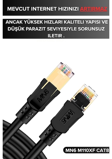 Mn6 M110xf Cat8 Kablo 10 Metre/40gbps-2000mhz-26 Awg-s/ftp-cat8 Ethernet Kablosu
