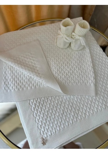 Mk Accessories Bebekler İçin Örgü Battaniye 90/90 Cm 332073244 Sütlü
