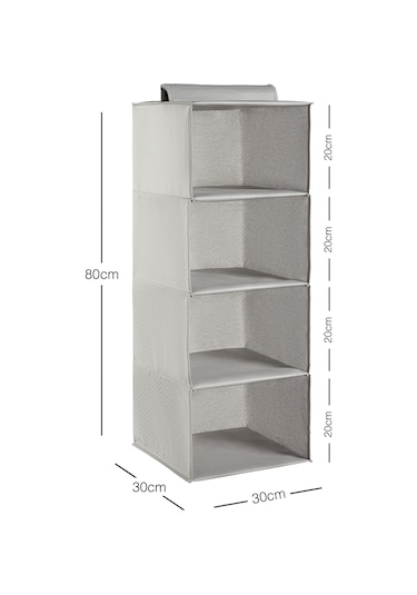 Ocean Home Textile 4 Katlı Gri Balıksırtı Dolap İçi Düzenleyici 30 x 30 x 80 cm