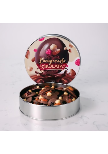 Kuruyemişli Çikolata Metal Kutu 550 Gr
