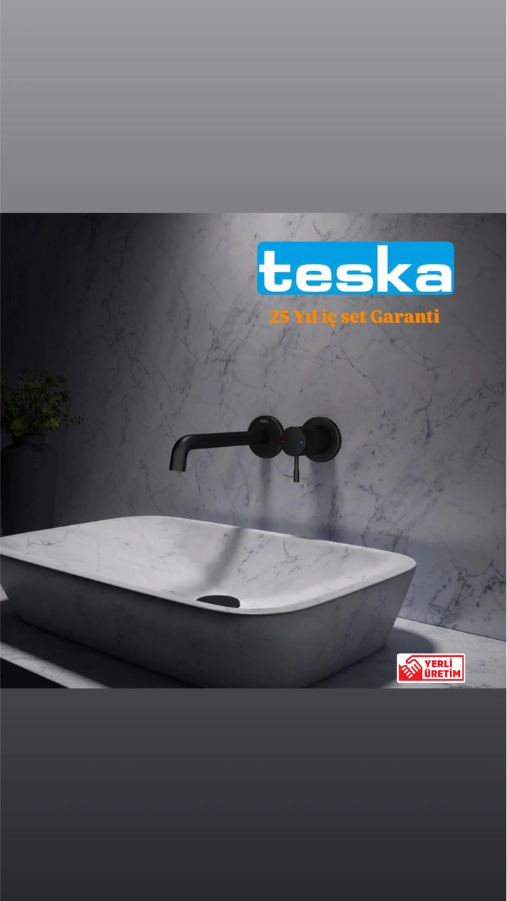 Boheme Teska Atlas Siyah Ankastre Lavabo Bataryası Siyah