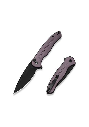 Civivi Button Lock Kitefin Purple Aluminum Handle Black Stonewashed 14c28n Blade Kamp Çakı Mor