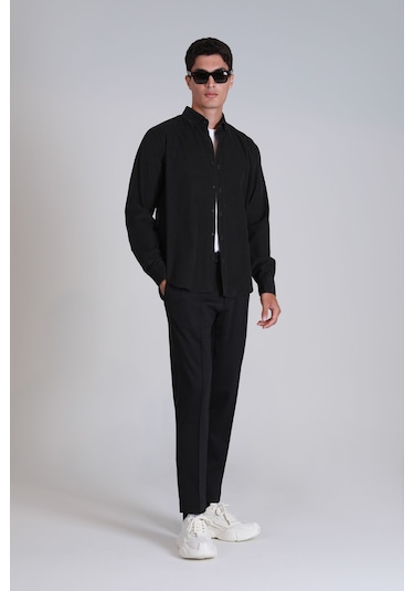Lufian Water Erkek Basic Gömlek Slim Fit Antrasit Antrasit 112010664100110 Antrasit