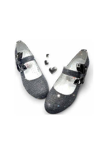 Beebron Ortopedik Topuklu Abiye Kız Çocuk Ayakkabı Shining Series Abiayk2401 Simli Antrasit Antrasit
