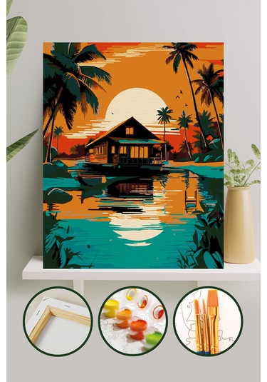 Sayılarla Boyama Tuval Seti 40x50 Cm - Palmiye