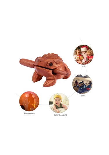 Mufunye El Yapımı Ahşap Kurbağa Guiro, Müzik Eğitim Aracı, Eğlenceli Ses Efekti, 14 Cm
