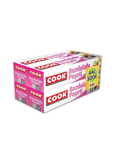 Cook Büyük Boy Buzdolabı Poşeti 20'li 3+1 Paket 30 x 45 CM