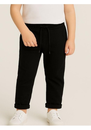 Çocuk Beli Lastikli Jogger Eşofman Alt-16089 Siyah