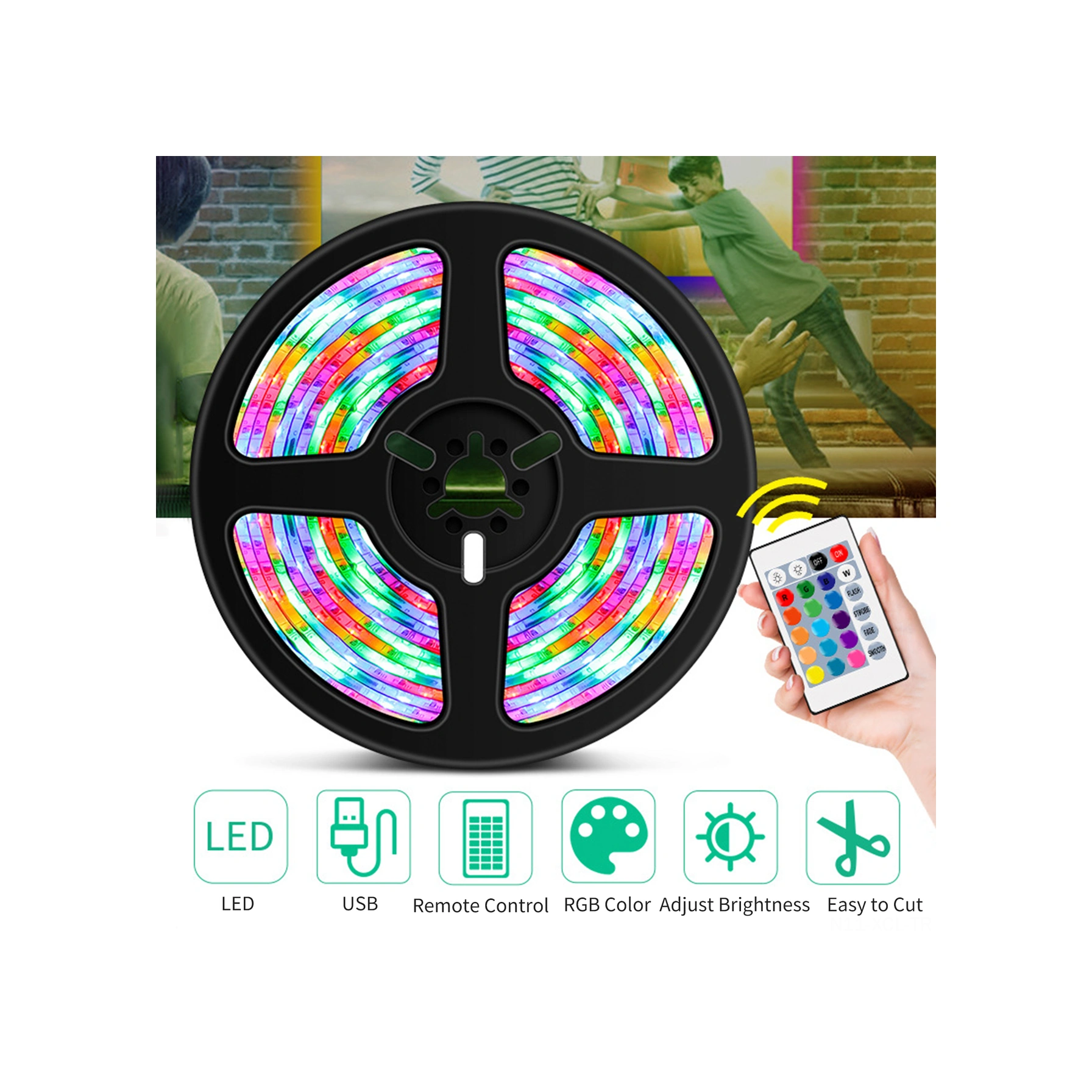 Konesam 1 Metre Rgb Işık Şeridi, 16 Renkli Kumanda Kontrollü, Su Geçirmez Led Neon, Ev Ve Dış Mekan Dekorasyonu, Usb Beslemeli