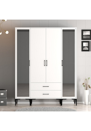 Variant Kumsal 4 Kapılı Rtr Gardrop - Beyaz / Beyaz