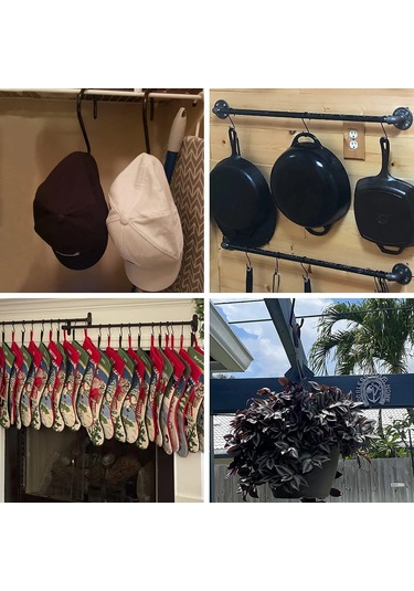 Konesam 4 Adet 15 Cm Metal Kaymazlı Kaplama S Kanca - Çelik Materyal, Ev Ve Bahçe İçin Çamaşır, Bitki, Tencere Asma