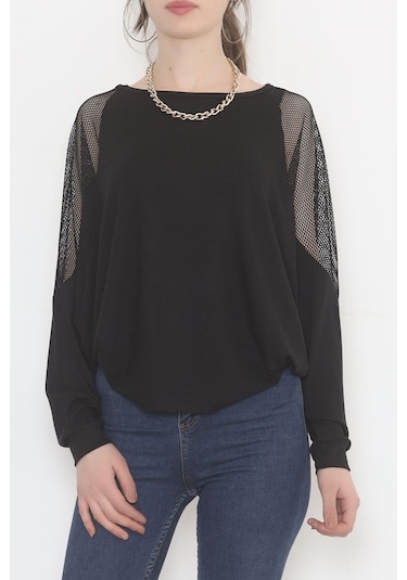 Bensu Store - Kolları Fileli Bluz Siyah - 1745.1095. 001