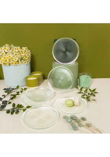 Fecra Loren 6'lı Pasta Tabağı Seti Natürel 16 Cm