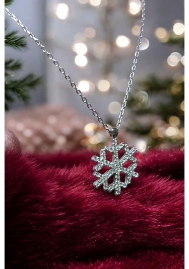 Modagümüşevi 925 Ayar Gümüş Kar Tanesi Kolye, Gümüş Kadın Kolye, Kar Tanesi Kolye