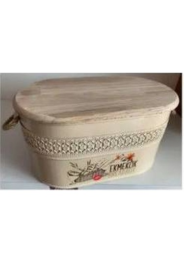 Metal Ekmeklik Ahşap Kapaklı Krem Met-953k Krem