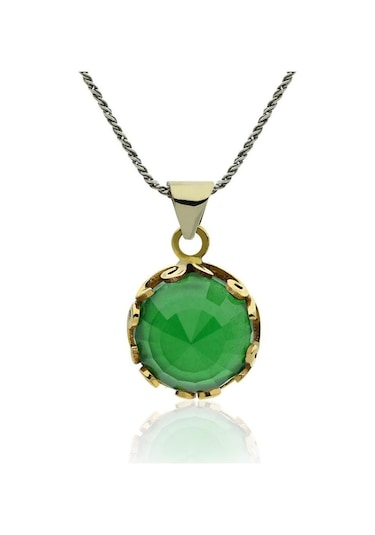 Zümrüt Taşlı Vav Harfi Motifli Otantik Gümüş Kadın Set