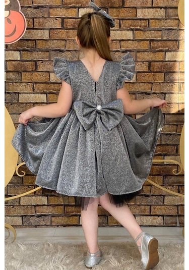 Riccotarz Kız Çocuk Parıldayan Gümüş Elbise 220210303 Gümüş