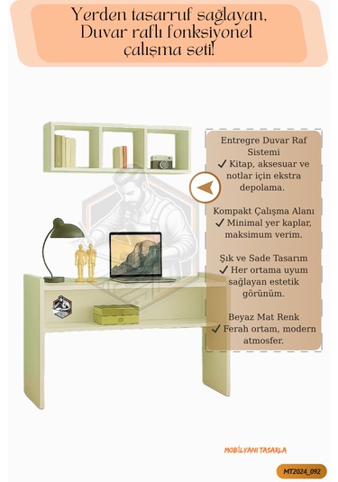 Tamamı Mdf Duvar Raflı Çalışma Odası Seti