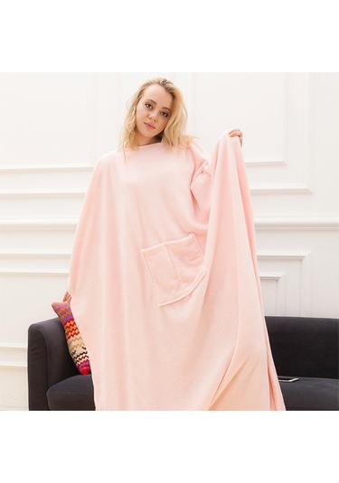 Sones İlkbahar Ve Sonbahar Yumuşak Ve Kalın Mercan Polar Battaniye Tv Battaniyesi Pembe