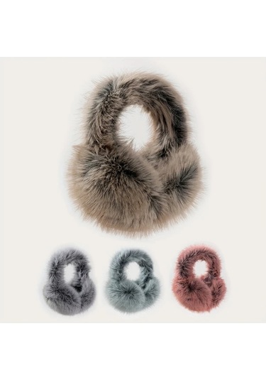 Primepickings Kadın Kırmızı Katlanır Uzun Tüylü Kulaklık Ayarlanabilir Yumuşak Kürk