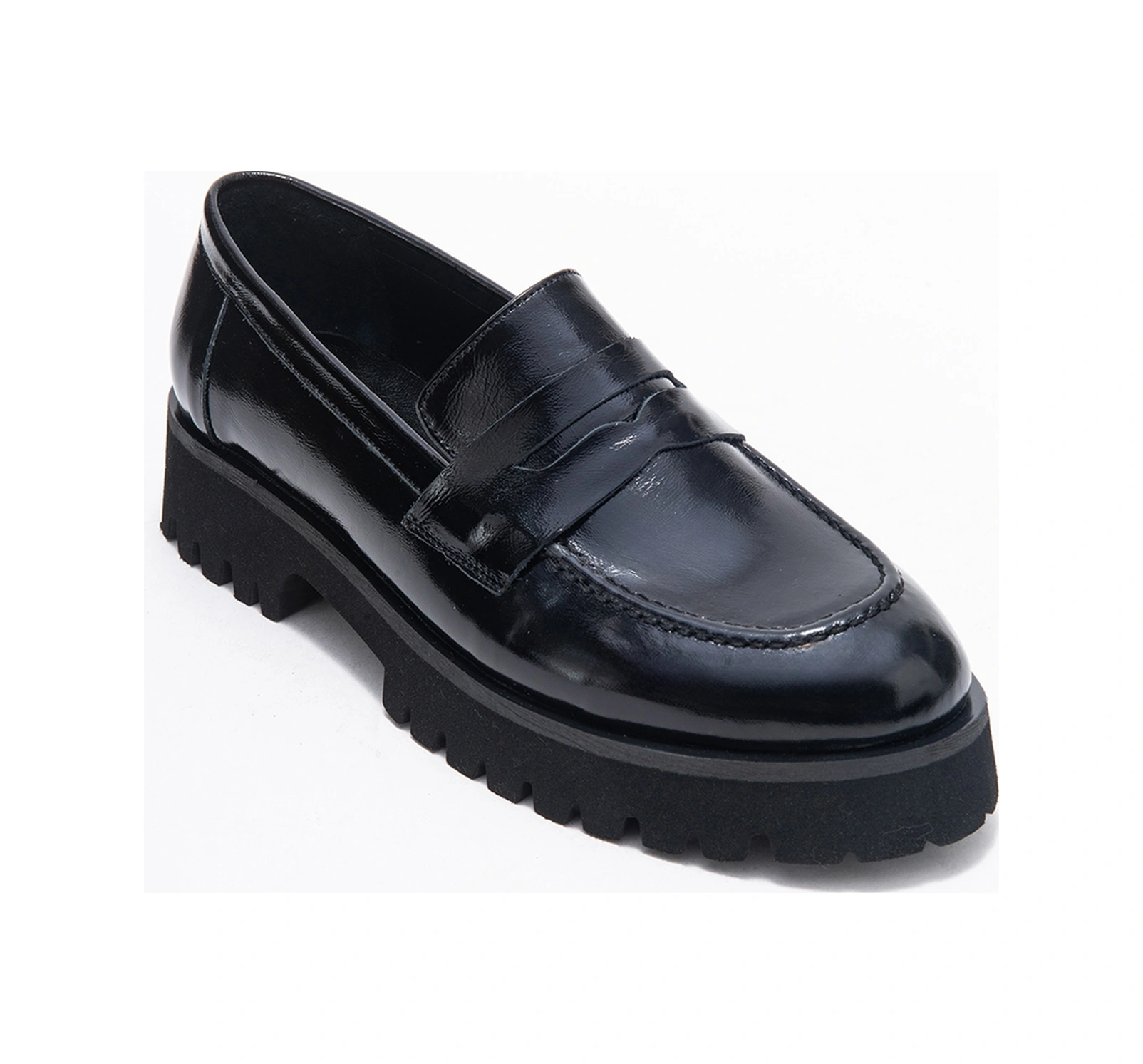 Vıonel Siyah Rugan Hakiki Deri Kadın Loafer Ayakkabı SİYAH RUGAN