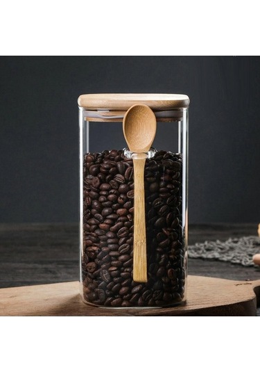 Novahub Cam Mühürlü Can Baharat Kavanoz, Ahşap Kaşık, Çeşni Konteyner, Kahve Depolama Tankı, Mutfak Şeker Şişesi, Çay Kutusu, A Diğer Model Diğer