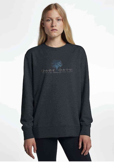 Dark Oath When Fire Baskılı Füme Antrasit Kadın Sweatshirt
