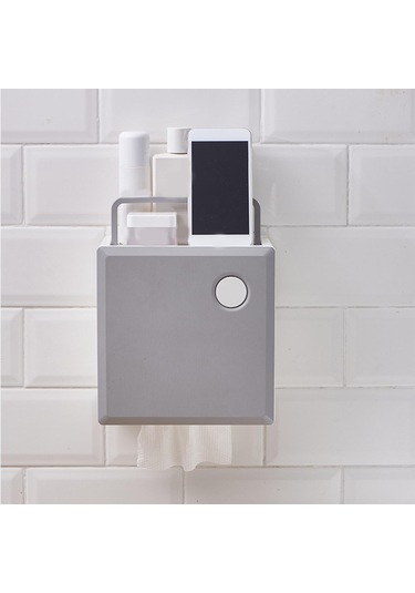 Suntek Kapaklı Yüz Mendil Kutusu, Duvara Monte Havlusu Tutucu Beyaz