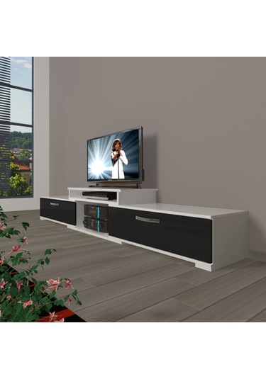 Decoraktiv Flex 4 Mdf Tv Ünitesi Tv Sehpası Beyaz - Siyah