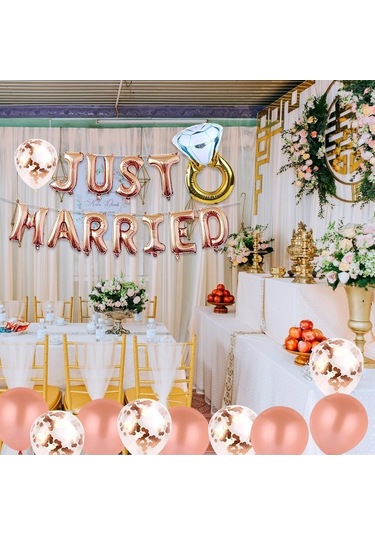 Tongxida 24'lü Altın Pembe Alüminyum Folyo Balon Seti - Düğün Evlilik Etkinlik Dekorasyonu, Yeniden Kullanılabilir