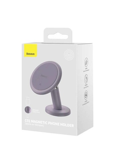 Baseus C01 Masaüstü Araç Torpido Üstü Manyetik Telefon Tutucu Stand Mor