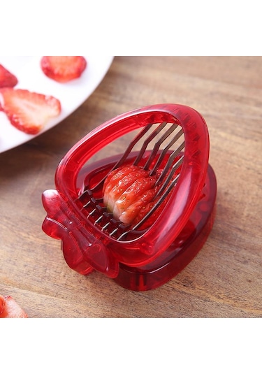 Çilek Dilimleme Kesici Çilek Tart Çilek Soyucu Meyve Yaprağı Kök Sökücü Salata Kek Yumurta Araçları Mutfak Aksesuarları Kırmızı