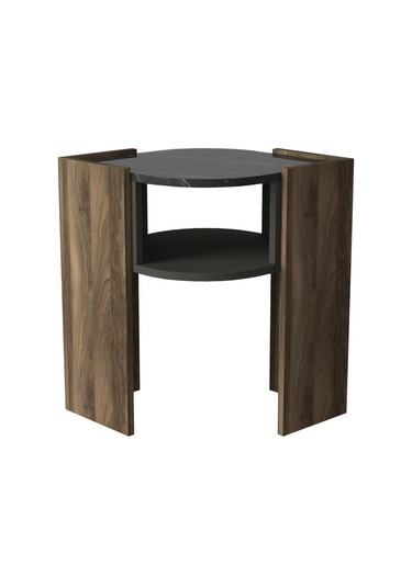 Dekorister Exclusive Marbel Koltuk Yan Sehpa Ceviz-Mermer