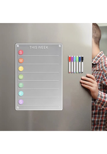 Ruicoo 20x30cm Şeffaf Akrilik Manyetik Tahta - Ofis/sınıf İçin Not Almak, Planlamak, Çizmek Sürekli Kullanılabilir, Kaliteli Malzeme