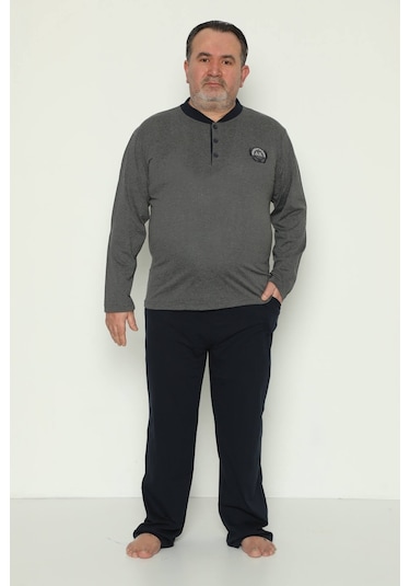 Tampap 1773 Erkek Büyük Beden Pijama Takımı Füme