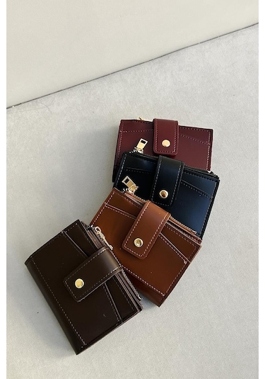 Shule Bags Payer Çıtçıtlı Kadın Cüzdan Kahve Kahve