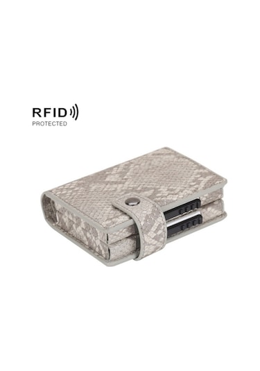Sones Çift Kartlı Alüminyum Alaşımlı Kart Kutusu Rfıd Hırsızlığa Karşı Cüzdan Gri