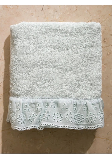 Yeşil Fırfırlı Yüz Havlusu 50x80 Cm