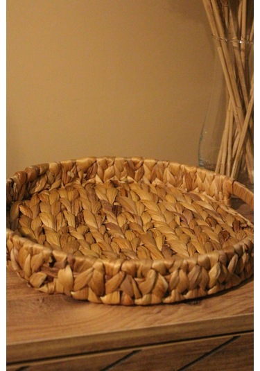 Hasır Su Sümbülü Yuvarlak Tepsi Küçük Boy Organizer Düzenleyici Diğer